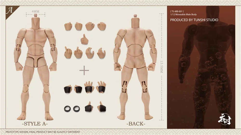 TUNSHI STUDIO TS-MB-001/002 1/12 Scale Ultra Flexible Joint Body with Replaceable Hand Shape About 14cm Action Figure Model