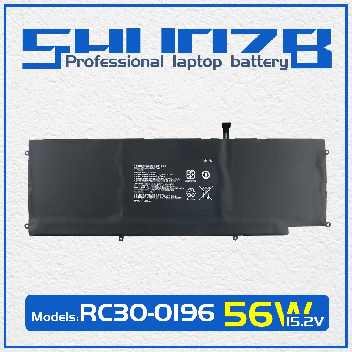 SHUOZB RC30-0196 Laptop Battery for Razer Blade Stealth 2016/2017 V2 13 i7-7500U HAZEL RZ09-0196 RZ09-0168 3ICP4/92/80 11.1V
