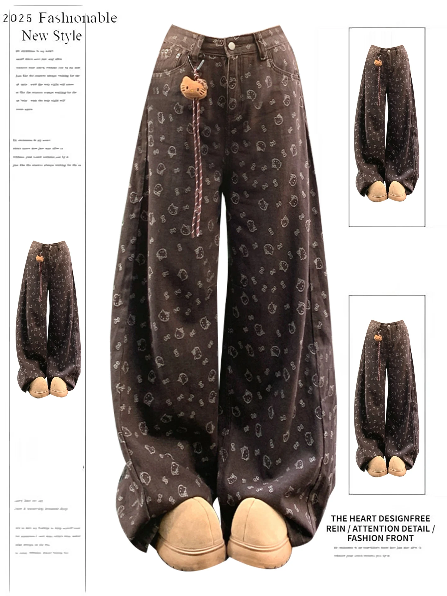 

Loose Wide Leg Jeans Women's High Waist Bootcut Pants Leopard Print Casual Comfortable Soft Denim Trousers for Young Ladies