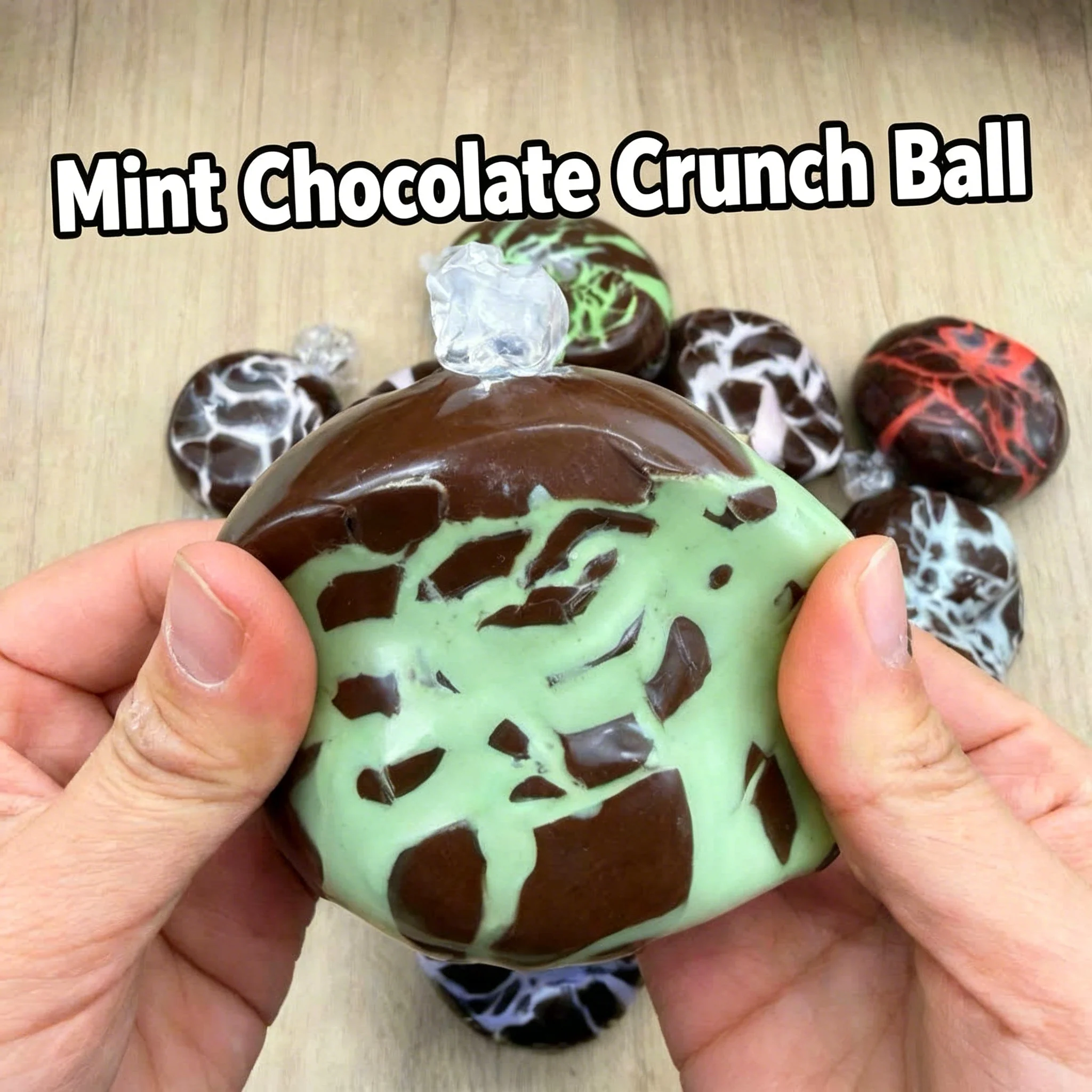 Minze Dunkle Schokolade Knusprige Schale Quetschball ASMR Knirschgeräusch Squishy Spielzeug Stressabbau Desktop-Dekompression Geschenk – Detail 5
