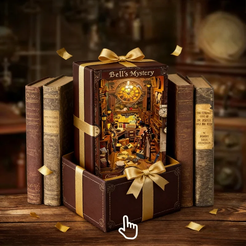 OUZEY Secret Bell Tower Bookend، منزل غامض خشبي ثلاثي الأبعاد، DIY تفتيري للمراهقين #3