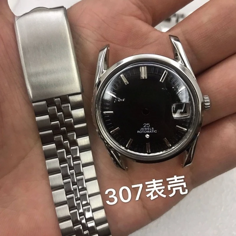 For Watch Case 307-345 Case, Single Calendar Is Suitable for 2824 Movement 307 Case, Black Plate