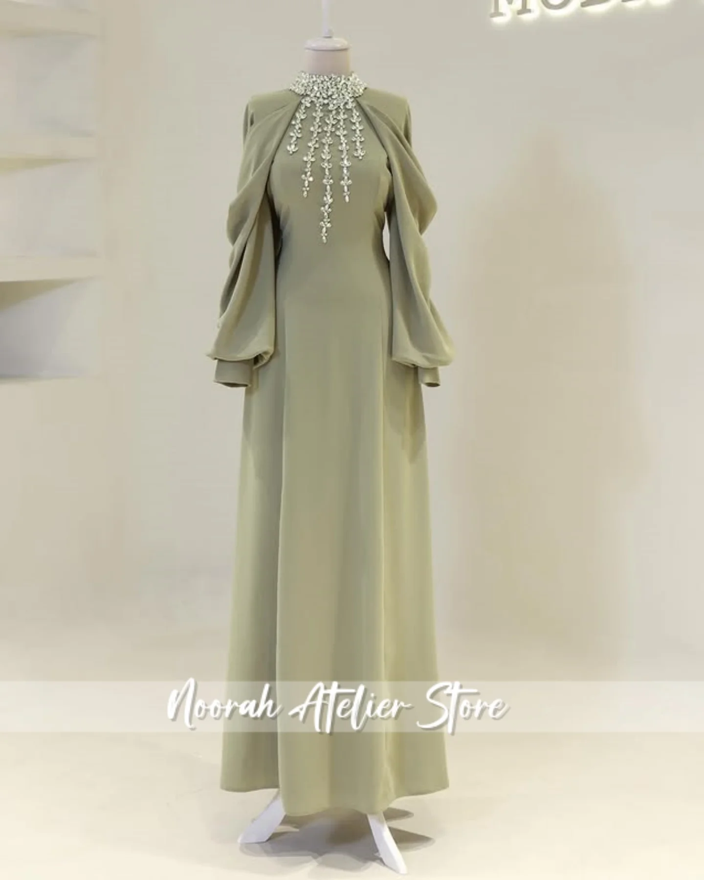 فستان سهرة إسلامي فاخر من المملكة العربية السعودية H N 2025 فستان زفاف إسلامي بأكمام طويلة فستان طويل للحفلات الراقصة مخصص