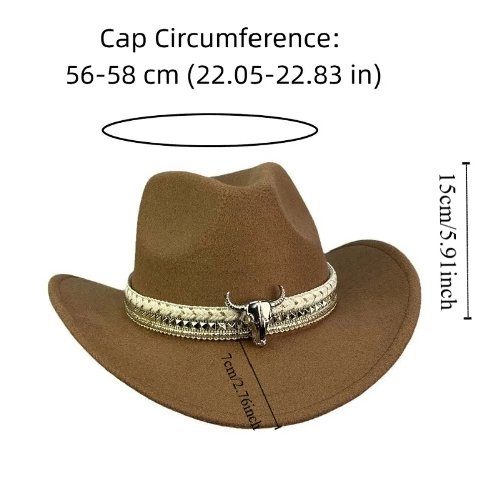 Gorra de vaquero occidental de ala ancha, sombrero de caballero con protección solar transpirable de lana, sombrero tibetano ligero de estilo étnico para concierto