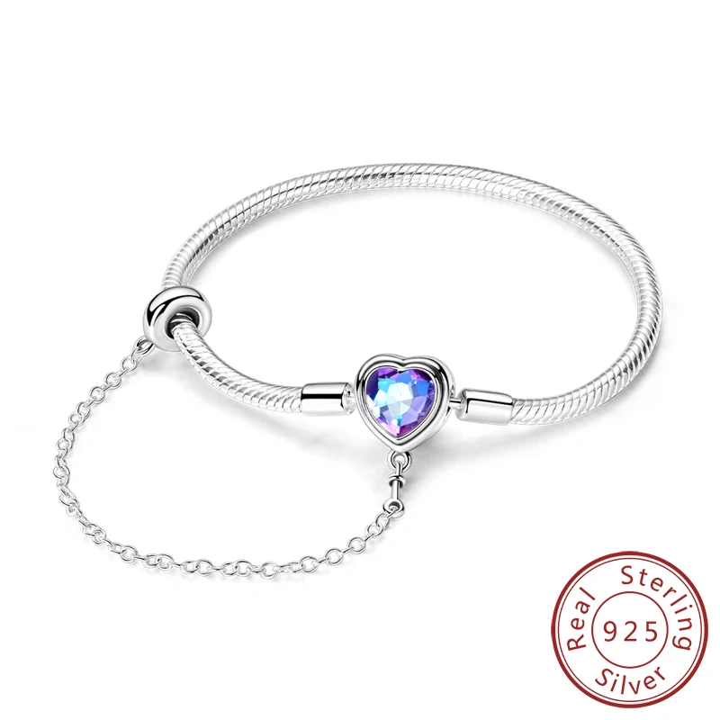 Original-Armband aus 925er-Sterlingsilber, Charm-Armband, 17–20 cm, Liebeskreuz, Schlangenknochen-Armband für Frauen und Mädchen, DIY-Schmuck