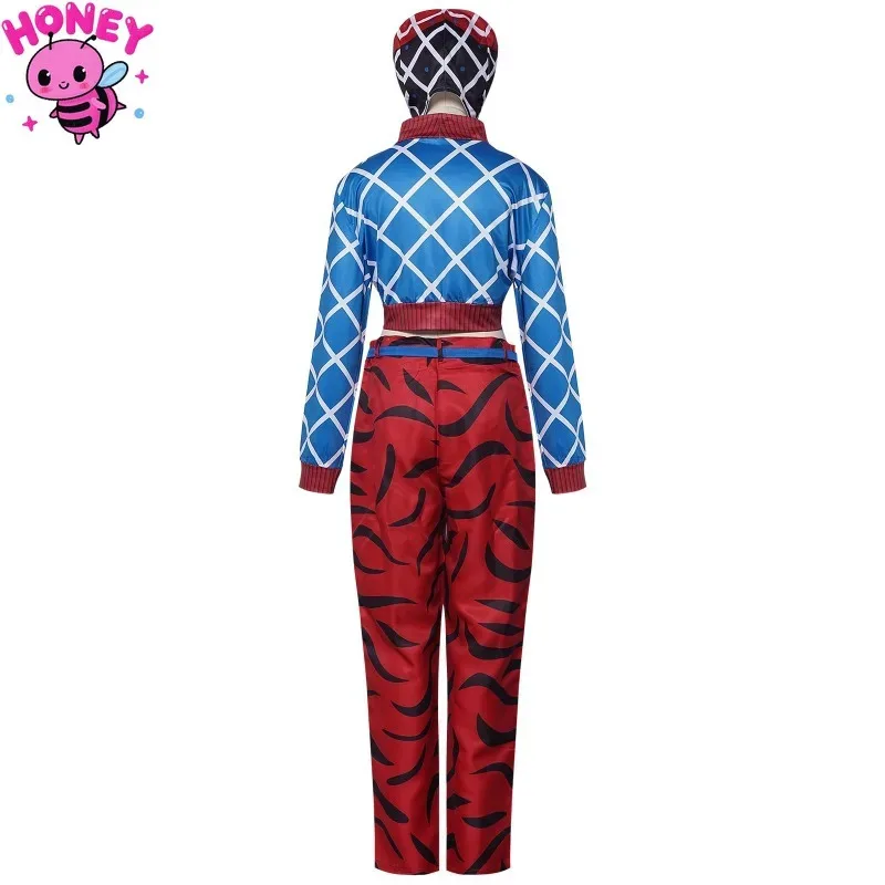 

aaa12 3Anime JoJo's Adventure Cosplay Costume Guido Mista Outfit Top Pants Hat Halloween Carnival Party Disguise Suit