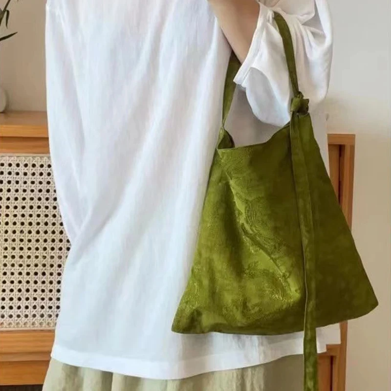 Simple Fashion Green Bag Designer Luxury Bag Jacquard Green Large Capacity Shoulder Bags Green Purse Cowhide Rope Tote Bag