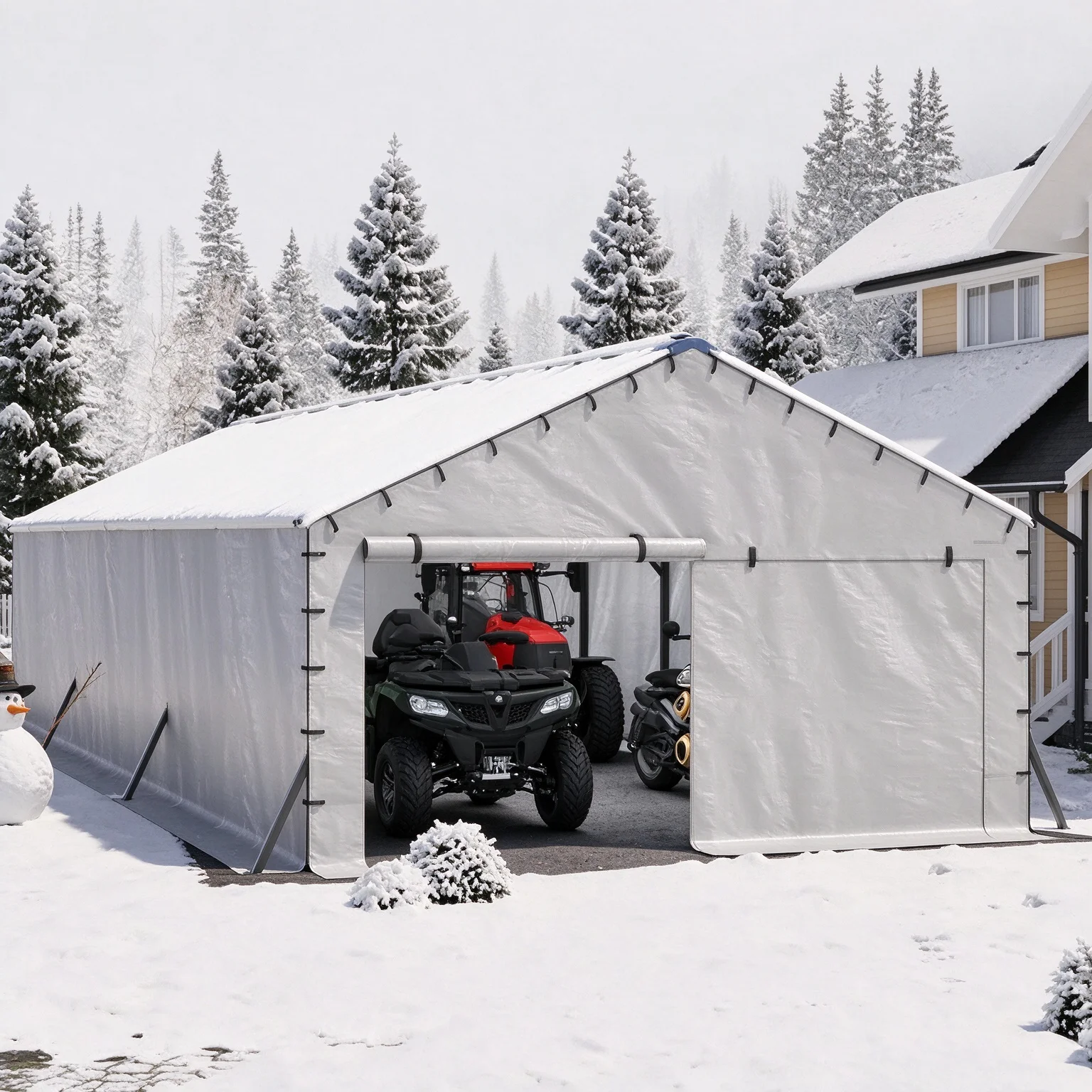 20x40 Heavy Duty Canopy Tent with Enclosed Sidewalls, Vertical Roof Hardtop Gazebo for All-Weather Protection, Outdoor Garage Car Tent for Full-Size Trucks and Boats(Only tarpaulin without bracket)
