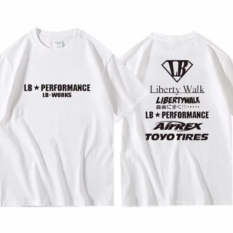 2026 Men JDM Liberty Walk Racing Graphic T Shirt Back Print Car Modification Short Sleeve Crewneck Streetwear Tee