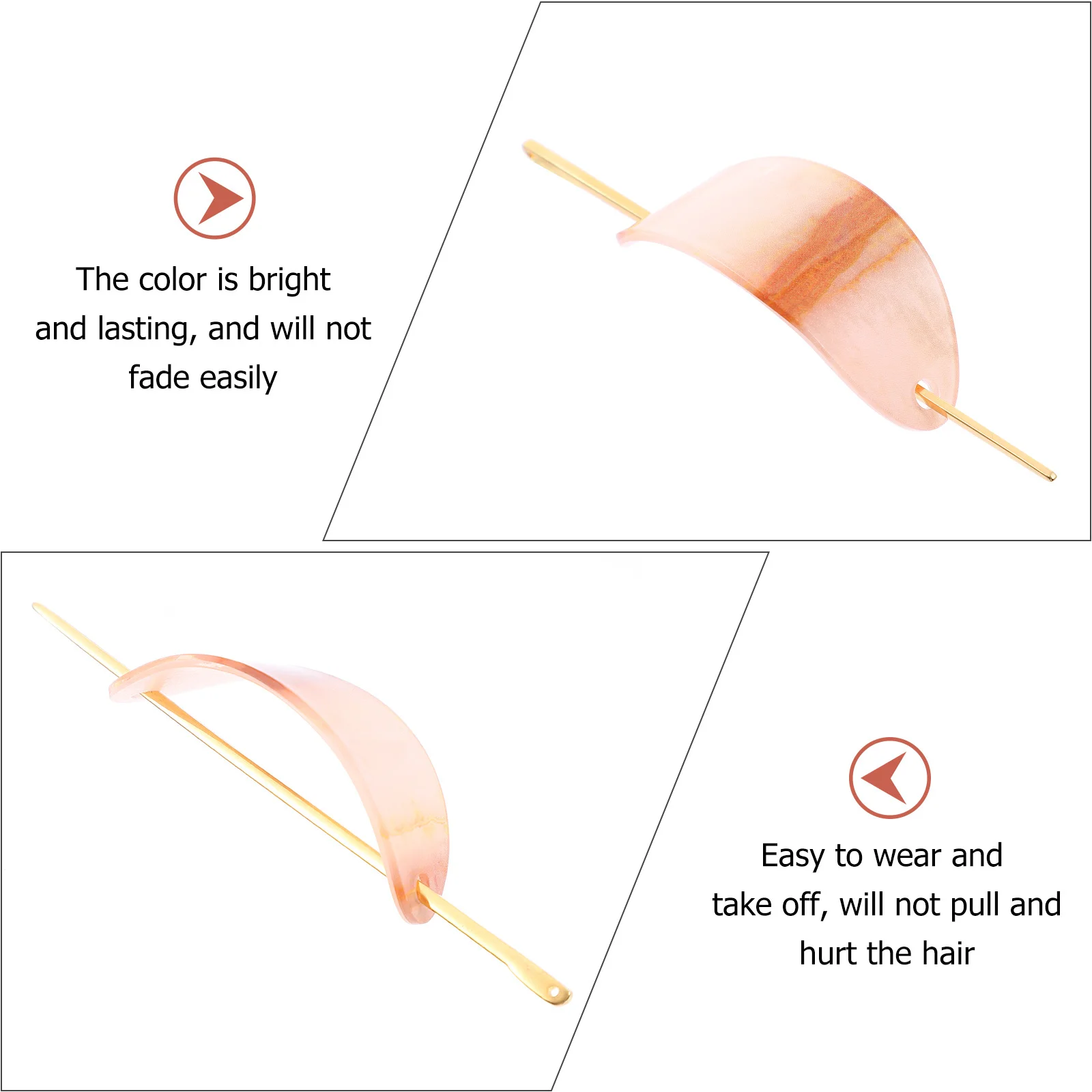 

1Pcs French Style Oval Hairpin Simple Elegant Alloy Hair Clip Bright Lasting Color Hair Accessory for Women Simple Hairpin