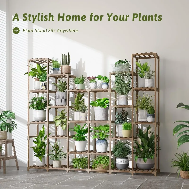 Large Plant Shelf Outdoor Plant Stand Tall Rack Wood Stands for Indoor Plants Multiple Extra Large Hanging