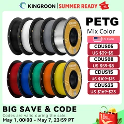 KINGROON PETG 3D Printer Filament 1.75mm 5KG 10KG Mix Color 3D Printing Material 1kg/roll  petg Plastic For FDM 3dprinter