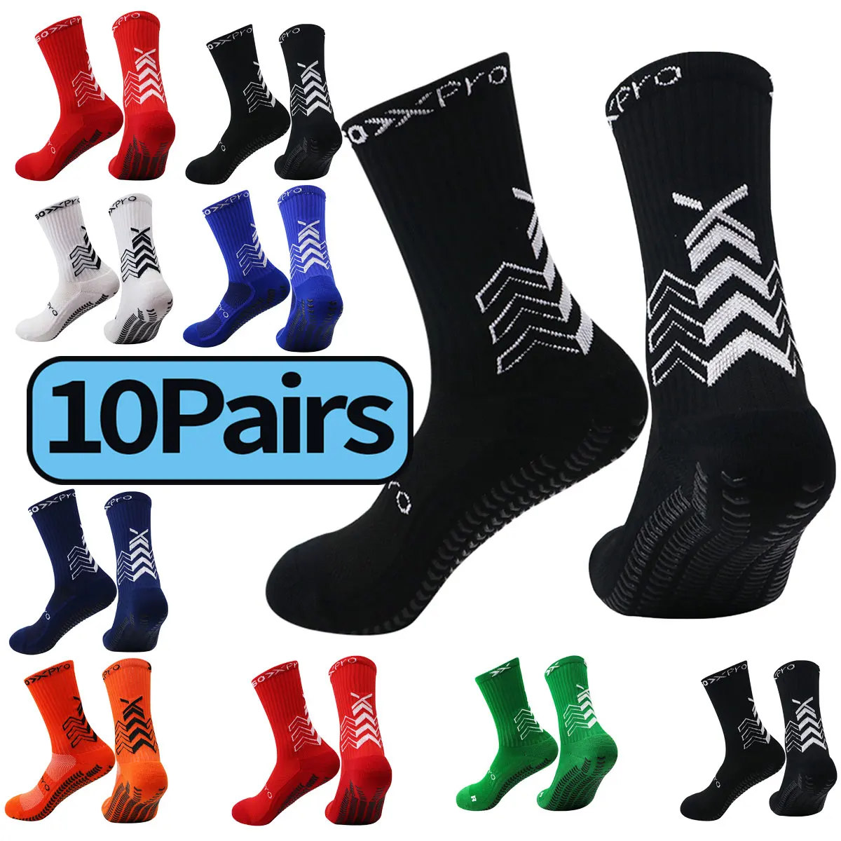 

10 pairs/pair of anti slip football socks for men and women's outdoor sports, grip football, basketball, tennis, rugby