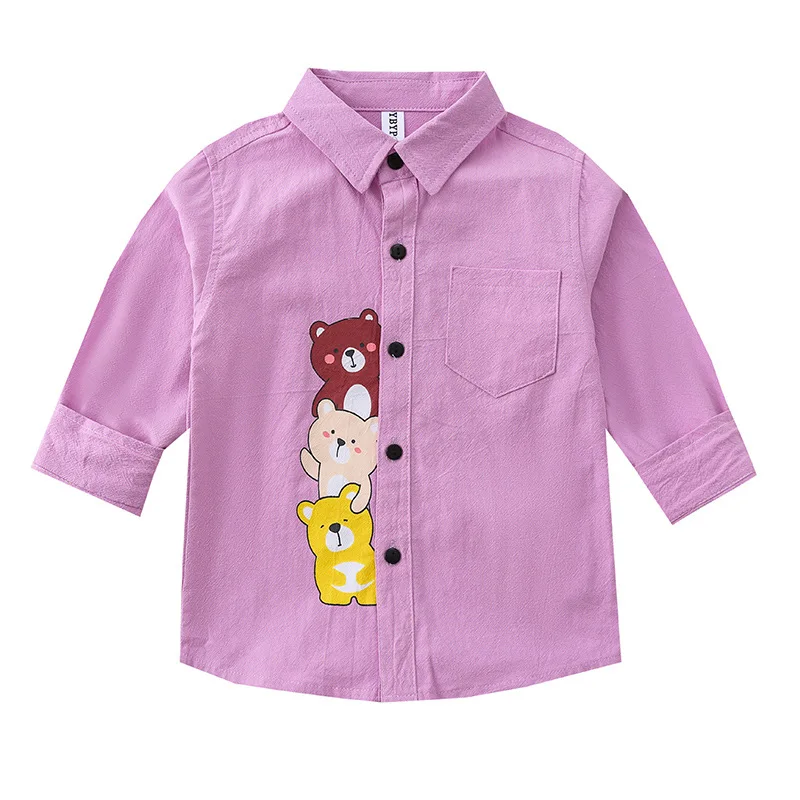Cute Bear Boys Shirts Long Sleeve Toddler Kids Tops Children's Clothes image 4
