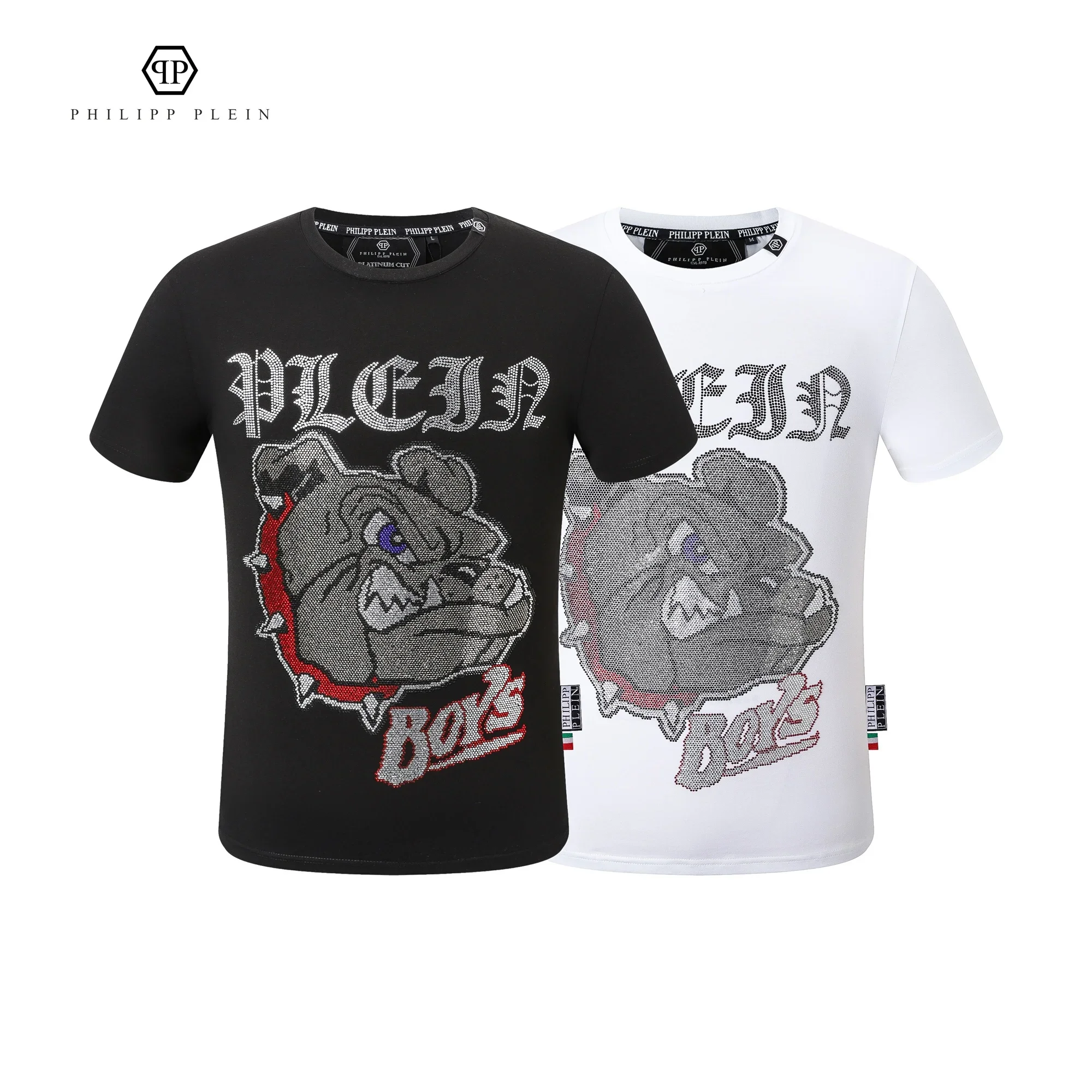 Classic Men's and Women's Crew Neck T-shirt Classic Diamond Philipp Plein Classic Tiger Head Fashion Cotton Short Sleeve Top