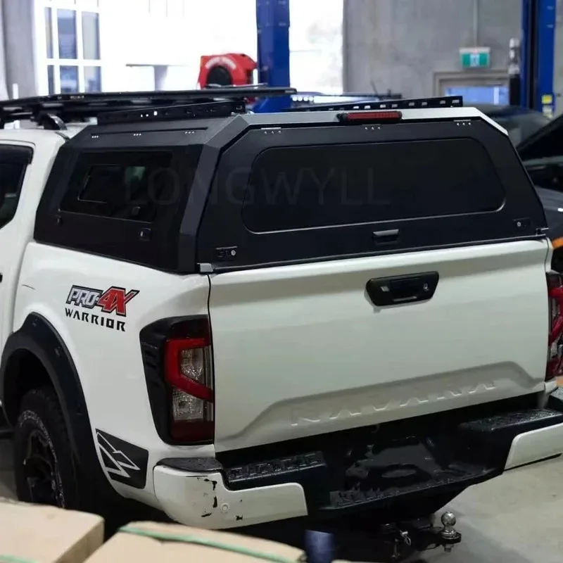 

Top quality Molded Aluminum Pickup Canopy with Roof Rack for Navara Heavy-Duty Black Matte Truck Topper Aluminum