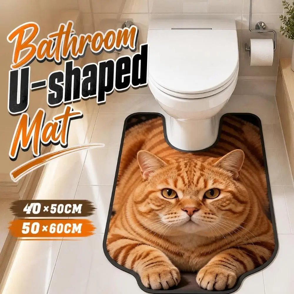 Fun Absorbent Bathroom U-shaped Mat Non-slip Quick-dry Toilet Floor Rug 40×50CM 50×60CM Stain-resistant Bath Mat Bathroom