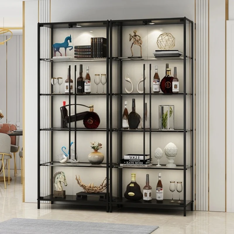 

Light Luxury Glass Wine Cabinet Modern Minimalist Glass Display Locker