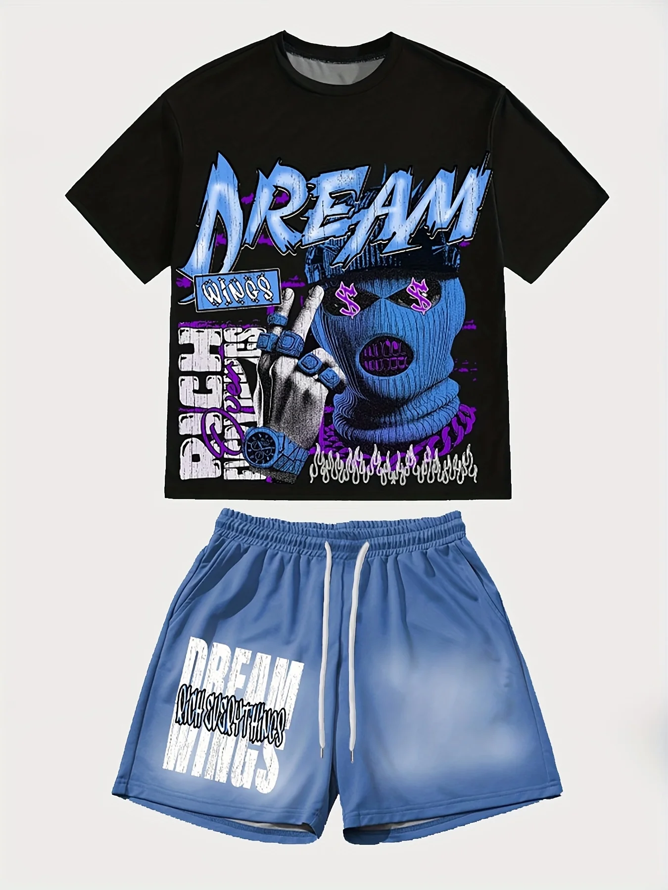 

2026 Summer Men's Suit with 3D Printed Pattern Breathable and Lightweight Casual Roller Skating Hip-Hop Men's Clothing