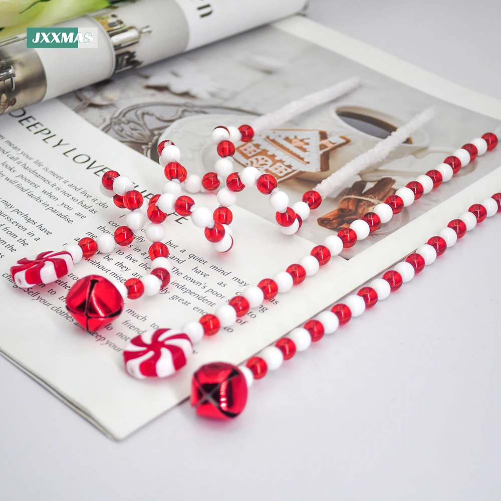 Adornos navideños de bastón de caramelo para decoración del hogar, adornos colgantes de piruleta, campanas, regalos de Papá Noel, suministros para fiestas, paquete de 4