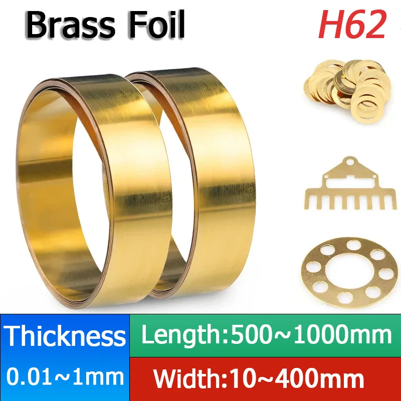 

H62 Brass Foil Thick 0.01-0.3mm Width 10-200 mm Brass skin Brass Metal Thin Sheet Foil Plate Length 100mm~1000mm