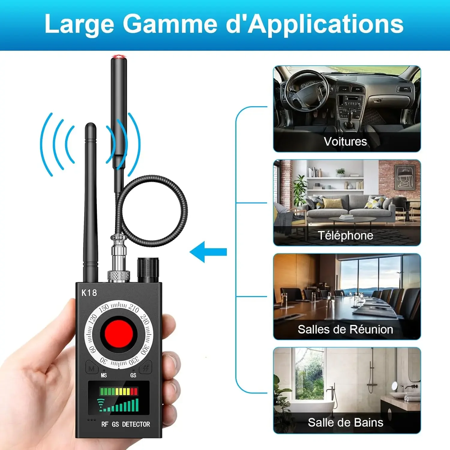 مكافحة التجسس كاميرا كاشف GPS المقتفي ميكروفون مكتشف واي فاي كاميرا خفية علة صغيرة لتحديد المواقع المقتفي الكاشف للمنزل مكتب فندق