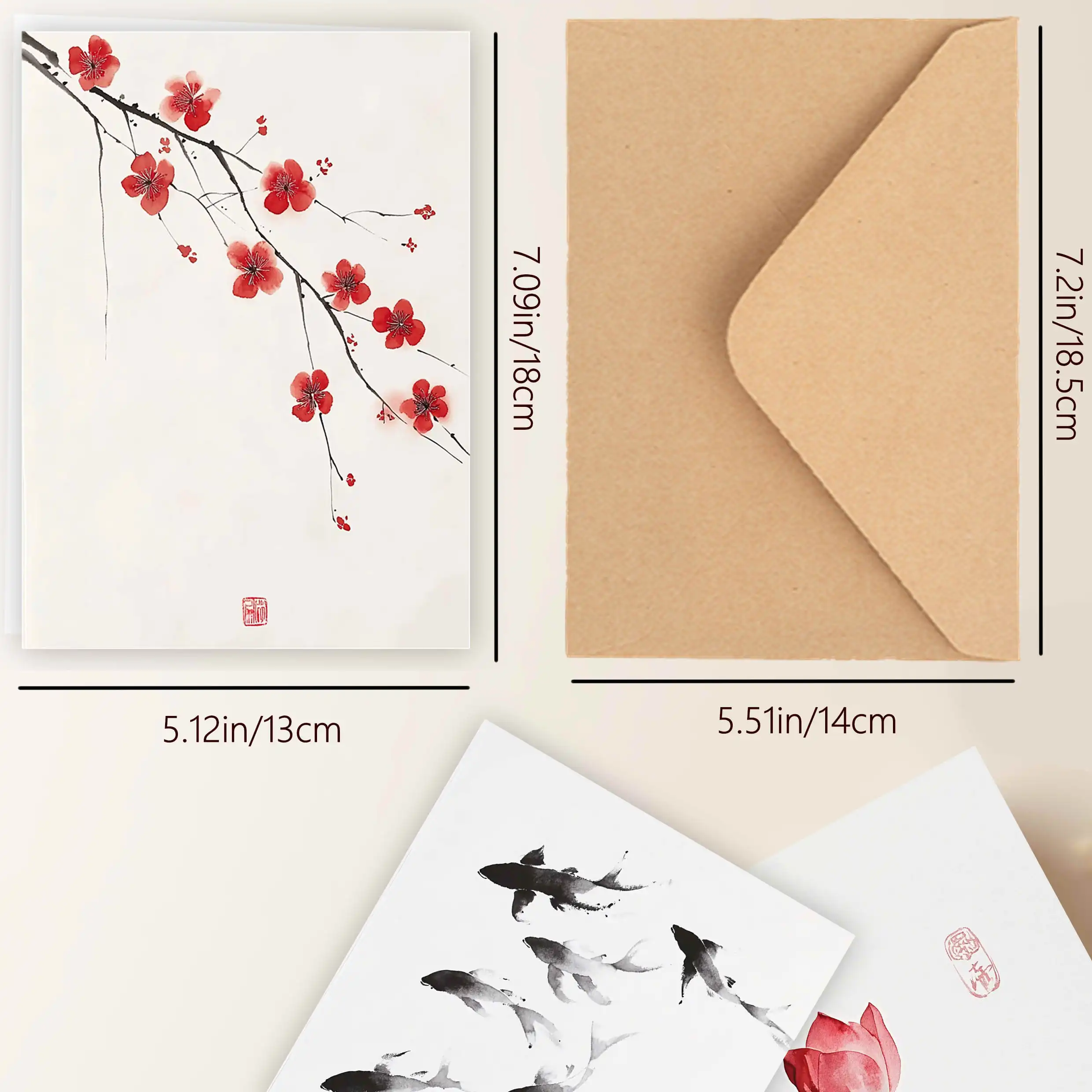 24 pcs Ink Wash Greeting Card Set with Envelopes, New Chinese Style, DIY Invitation Cards, Multifunctional Fun for Anyone