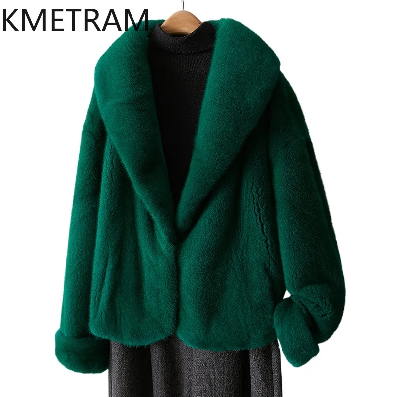 

Женская короткая зеленая куртка из натурального меха норки, зимняя женская одежда высокого качества, меховые куртки 2025 шуба женская