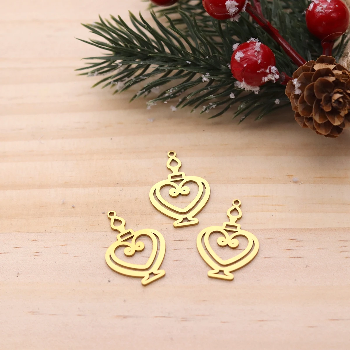 3pcs Stainless Steel Hollow Heart Perfume Bottle Charms Pendant For Jewelry Making Earrings Necklace DIY Accessories