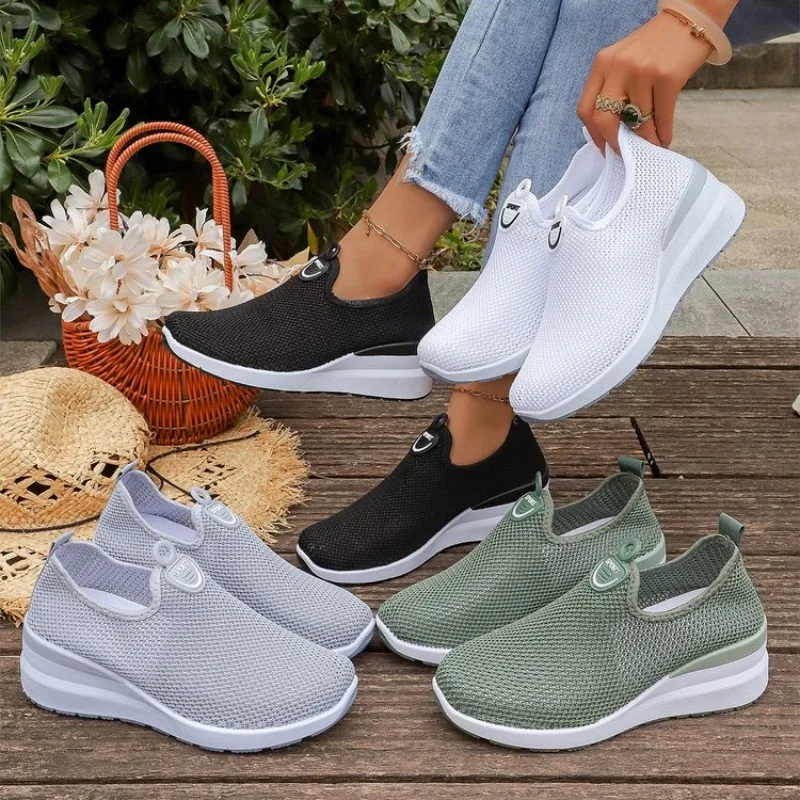 

Women's Casual Mesh Sneakers Slip on Breathable Wedge Platform Walking Shoes Lightweight Comfort Summer Everyday Trainers Ladies