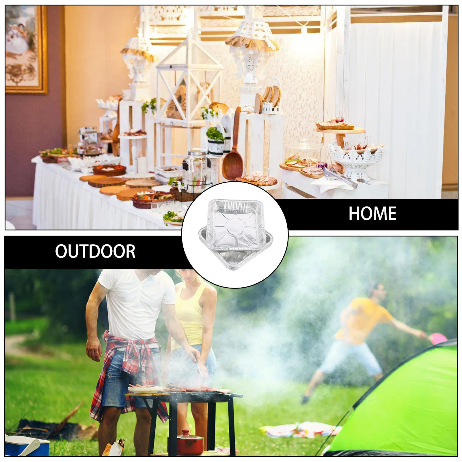10Pcs Boxes Multi-Function Foil Pans Household Food Containers Barbecue Camping Bakery Food Supply Foil Pans