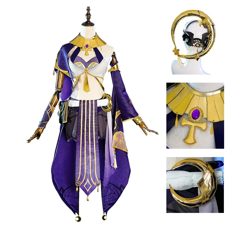 Game Genshin Impact Cosplay Costume Candace Sexy Clothes Wig Shoes Cosplay Prop Weapon Halloween Carnival Role Play Accessory