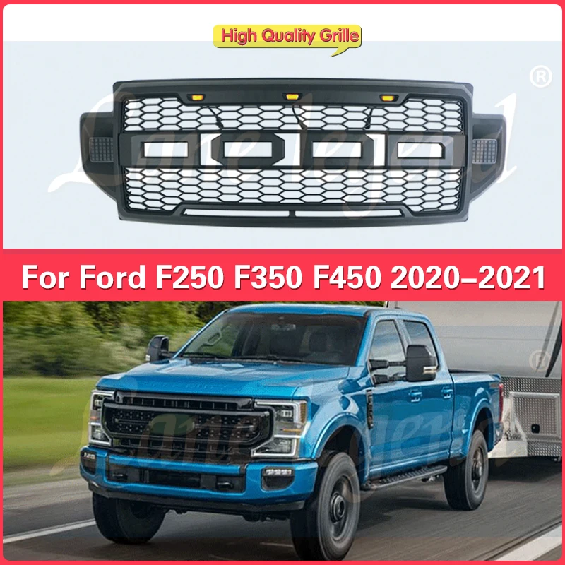 

Good Quality ABS Front Middle Grill Racing Grills With LED Lights Fit For Ford F250 F350 F450 2020-2021 Car Anterior Reticulum