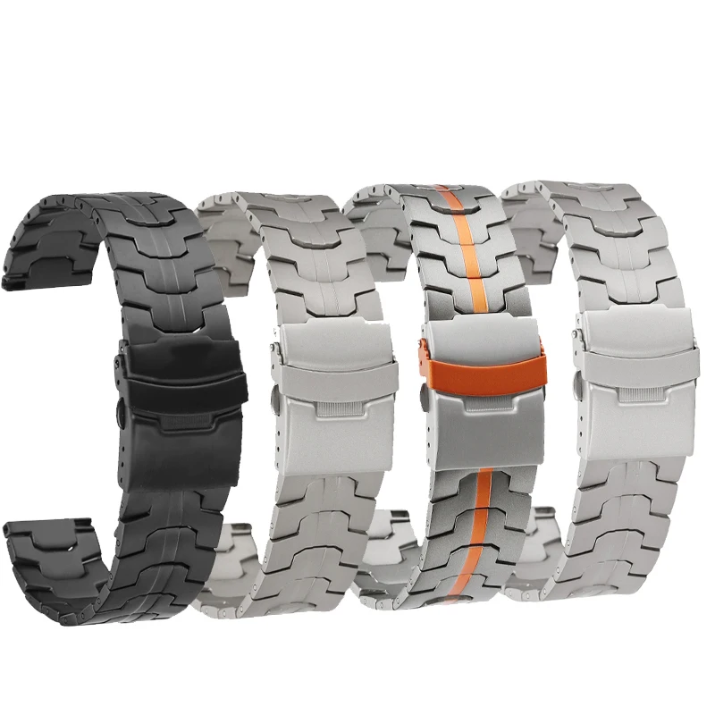 Correa de reloj de metal de titanio para Swatch x Blancpain, correa de reloj conjunta Fifty Fathoms, hombres y mujeres, cinco pulseras oceánicas, 22mm, naranja y negro