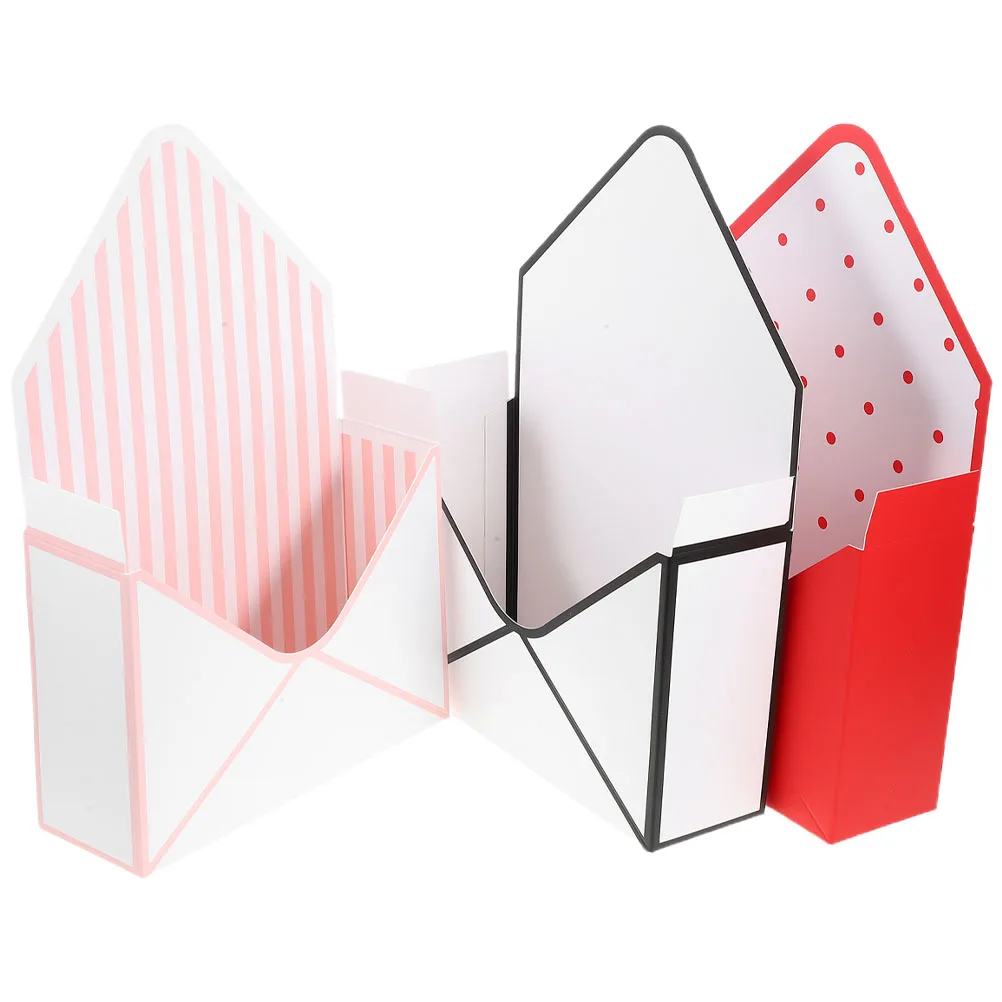 

3 Pcs Box Wrapping Envelope Shape Paper Container Red Black White Pink Striped Gift Storage Box Birthday Gifts Storage