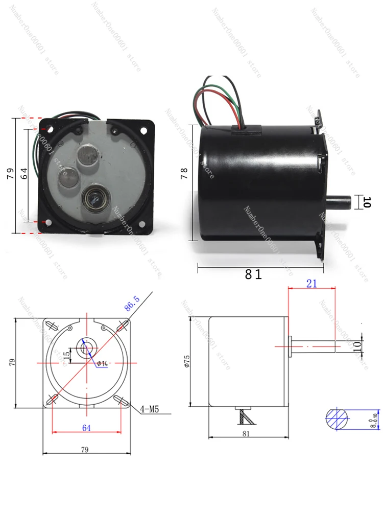 For 80KTYZ AC permanent magnet synchronous motor forward and reverse large torque motor metal gear reducer motor 60W