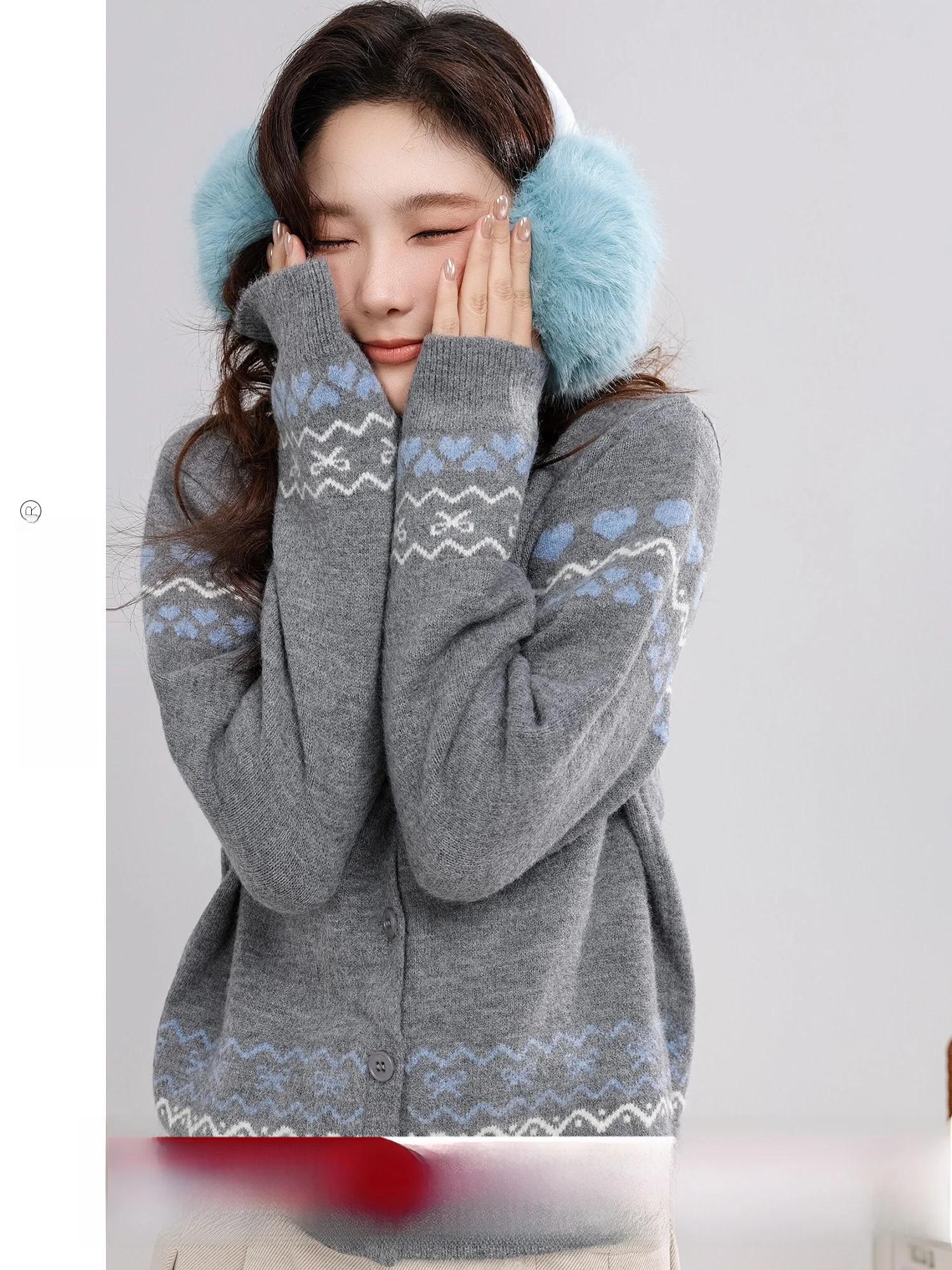 

Sweet Knit Warm Sugar 2026 Winter New Vintage Loose round Neck Striped Embroidered Sweater Cardigan Women's Fashion