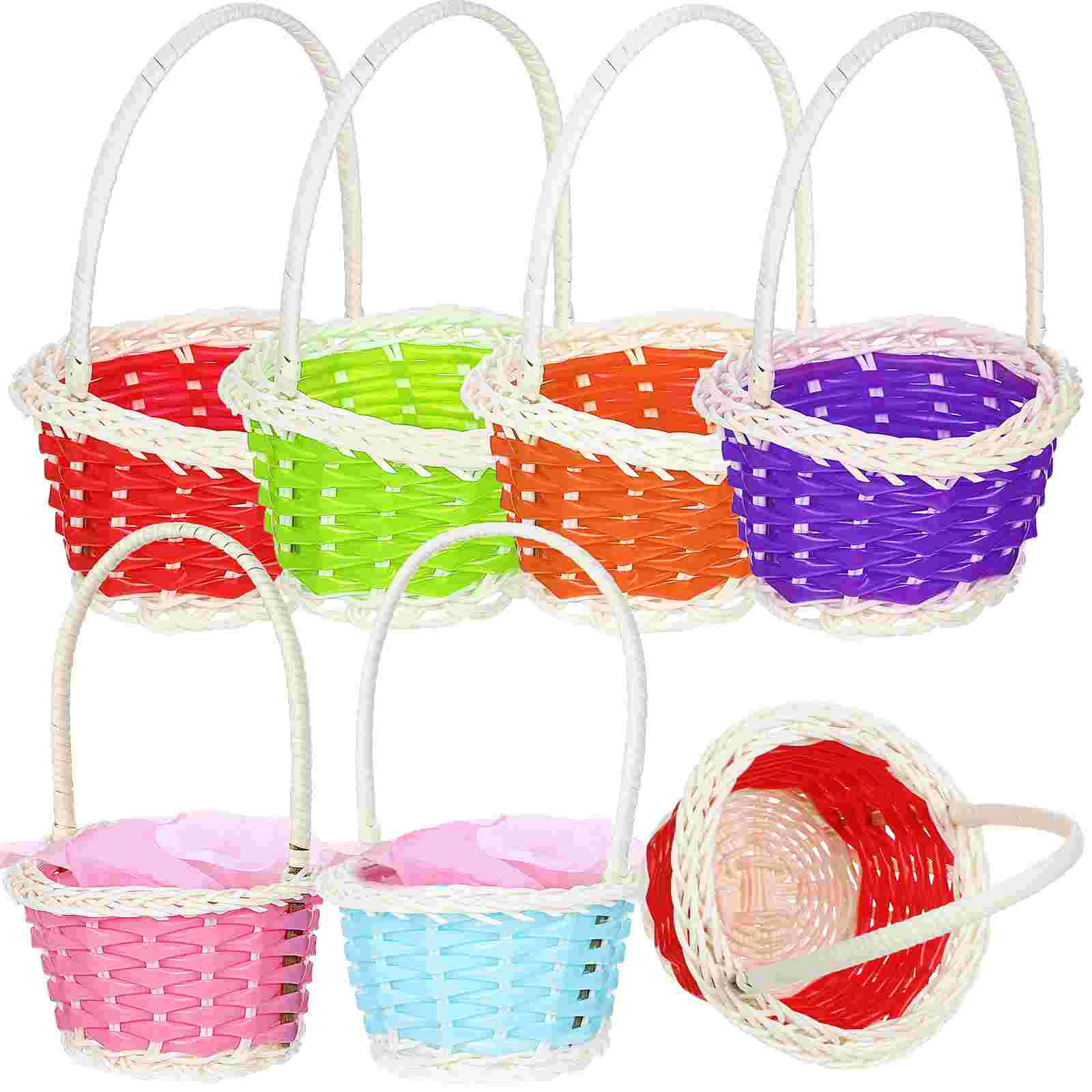 

6 Pcs Woven Storage Basket Mini Flower with Handle Easter Egg Baskets Small Handheld