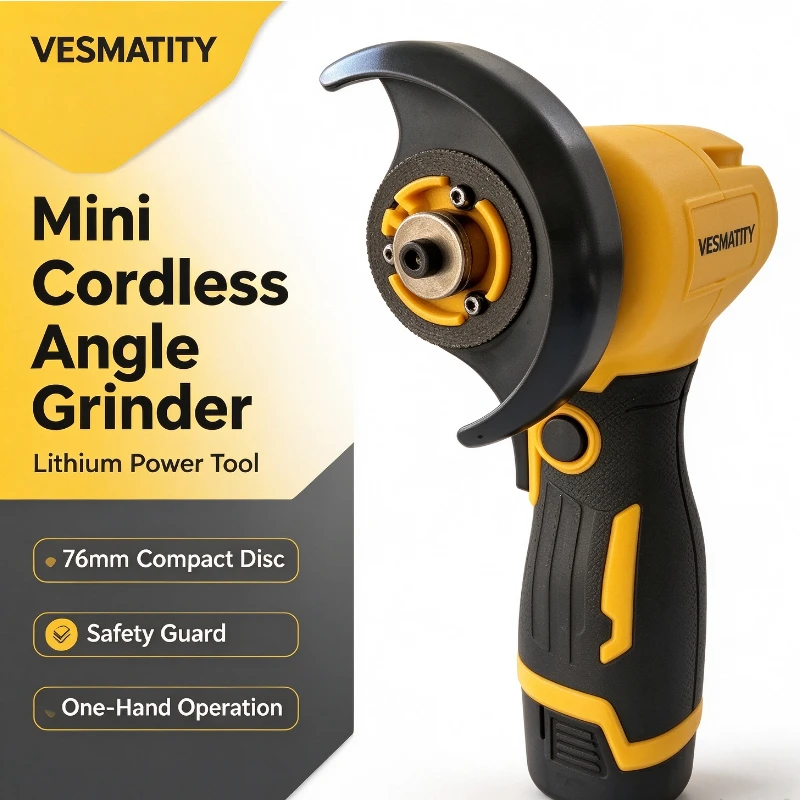 Handheld Mini Angle Grinder Cordless Grinding Polishing Cutter, Electric Power Tool Diamond Cutting Machine Fit for Home Repair