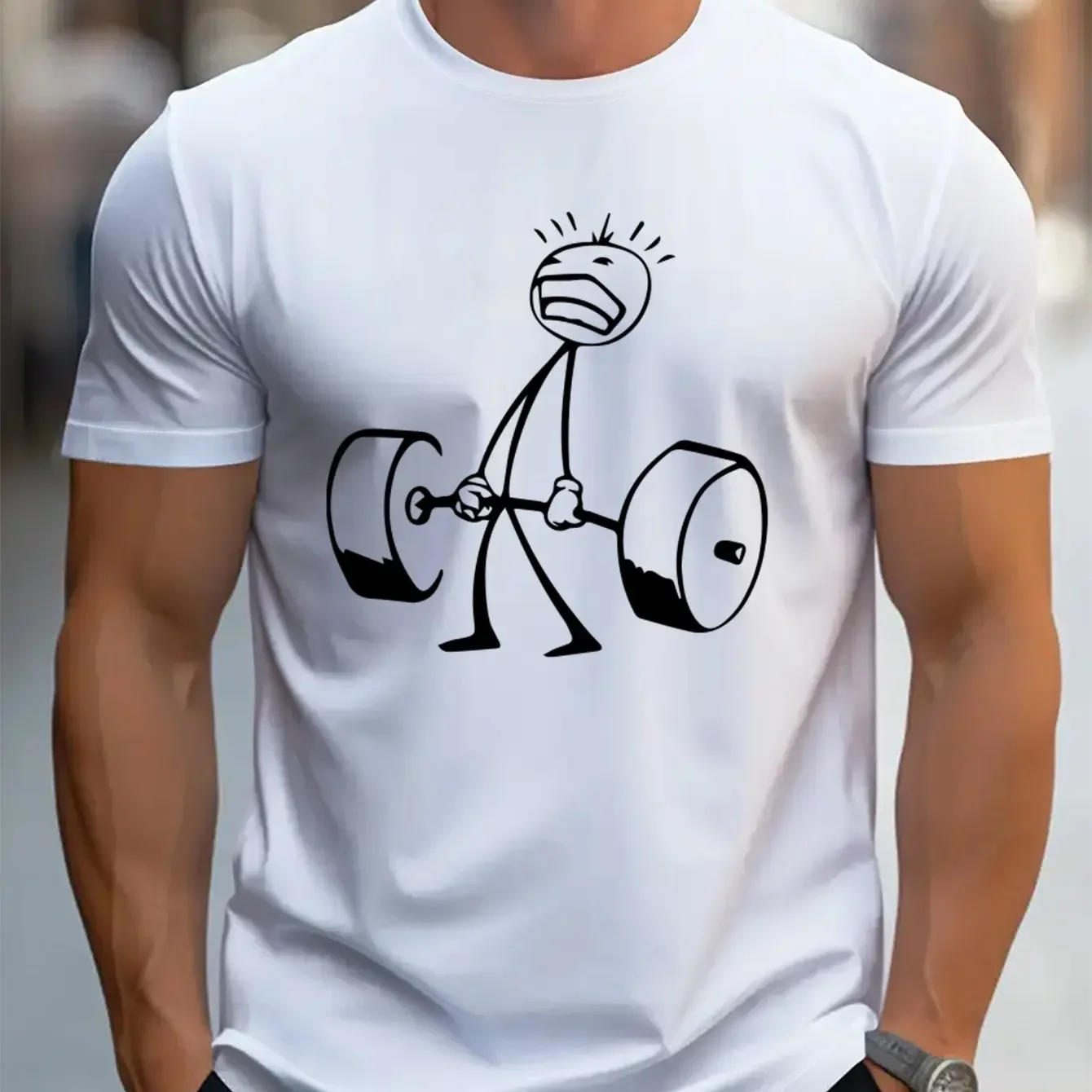 

2025 men's graphic weightlifting print t shirt