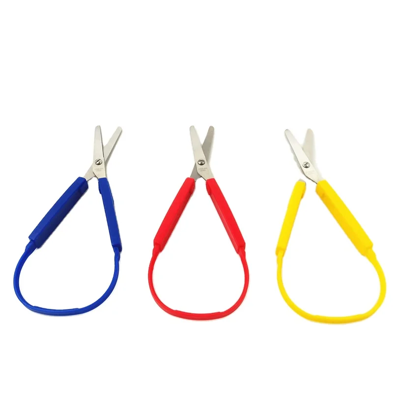 Self-Opening Cutting Scissors Loop Scissors Colorful Grip Scissors For Needlework DIY Craft Sewing Tool s