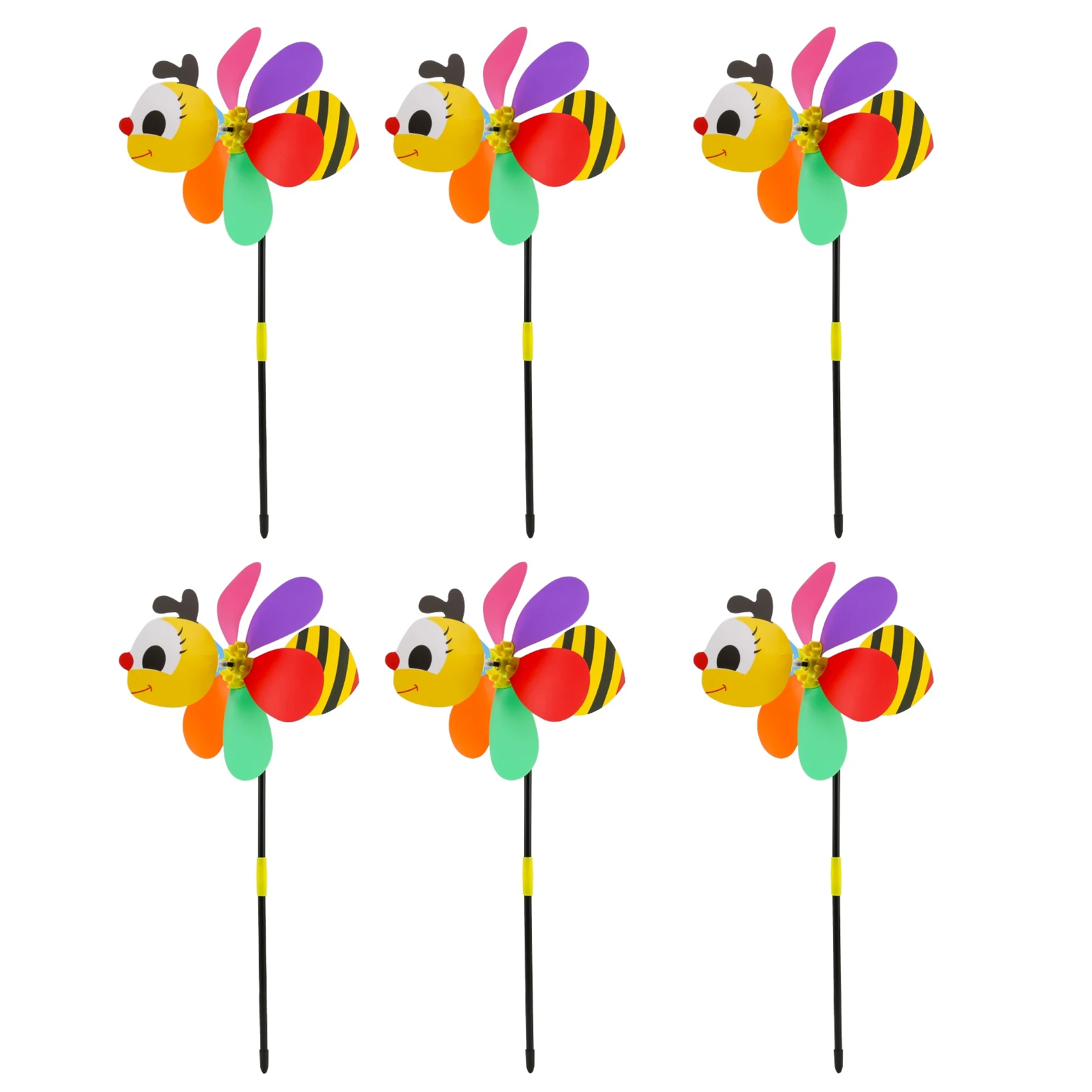 

6Pcs Bee Wind Spinners Pinwheels 3D Animal Windmills Garden Stakes Ornaments For Lawn Yard Patio Party Decor-[A04I Tools]