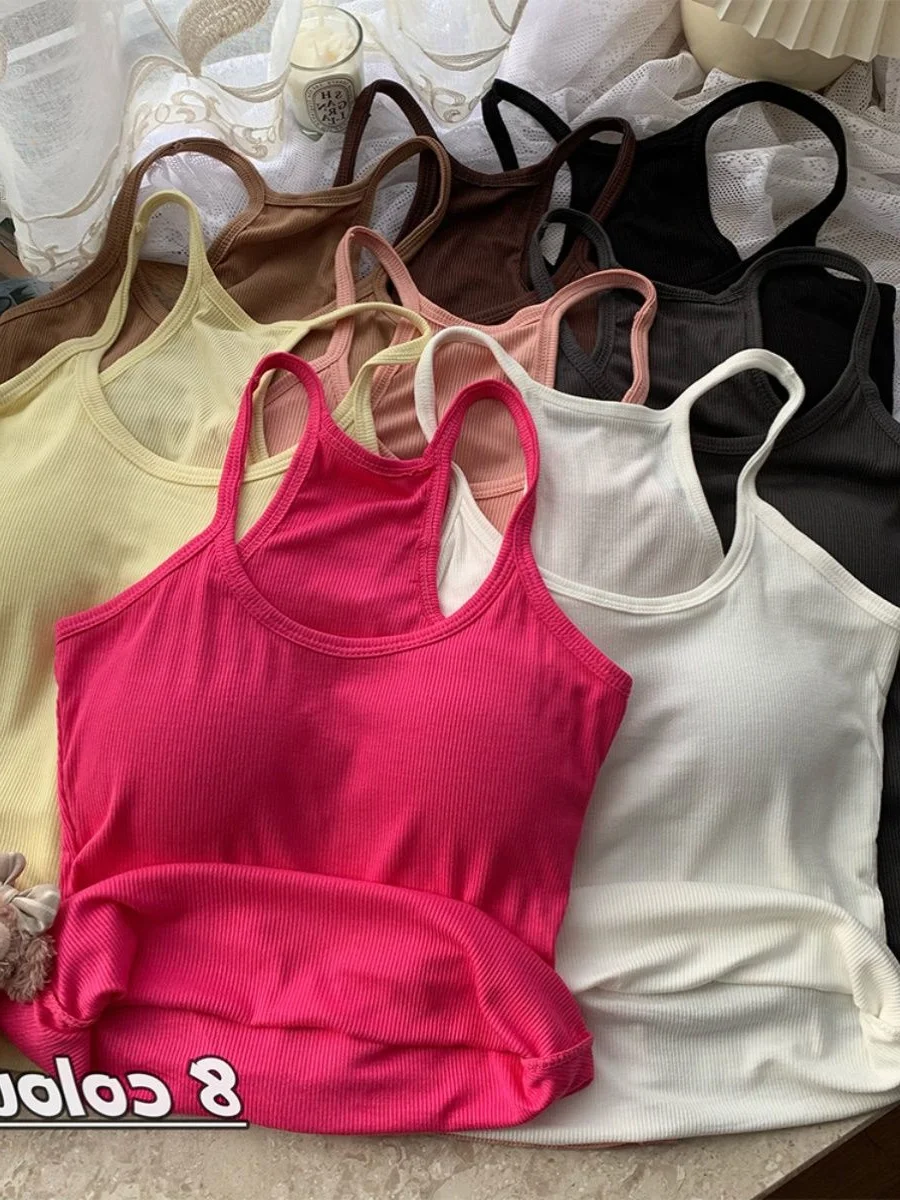 

Женский жилет больших размеров (до 300 фунтов) с нагрудными вставками, на тонких бретелях, повседневный летний топ, внутренняя одежда в корейском стиле, для города, модный