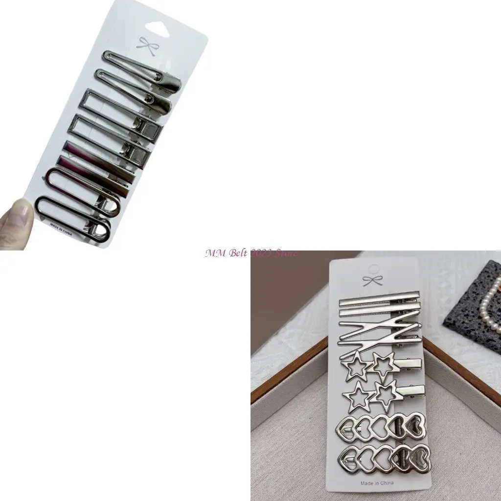 

49ME Sparkling Silver Hair Clip Edgy Duckbill Barrettes For Girls Women Sweet Grip Spring Summer Hair Accessories