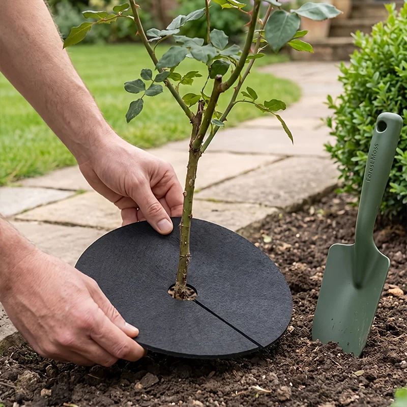 5/10Pcs Non-Woven Tree Mulch Ring Weed Control Mat Landscape Fabric Anti-Grass Root Protector Barrier Garden Plant Cover 15-25cm