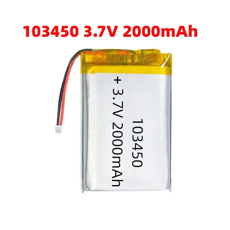 

103450 3.7V Battery Li Po Battery 2000mAh Lipo Rechargeable Li Polymer Batteries for Bluetooth Headset Electronics Camera