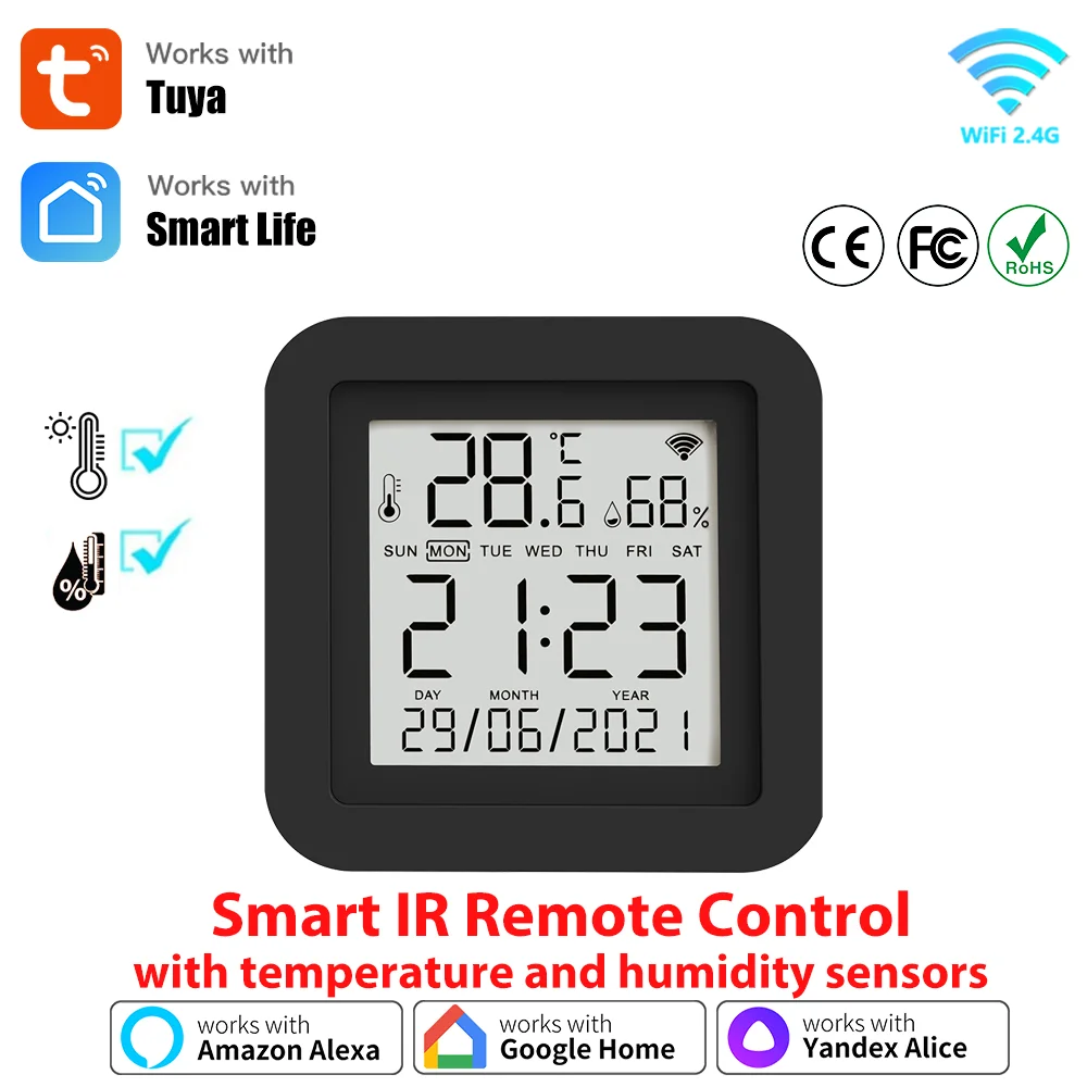 Tuya WiFi Smart IR Remote Control with Temperature Humidity Function Replaces Air Conditioning TV Work with Alexa Google Home