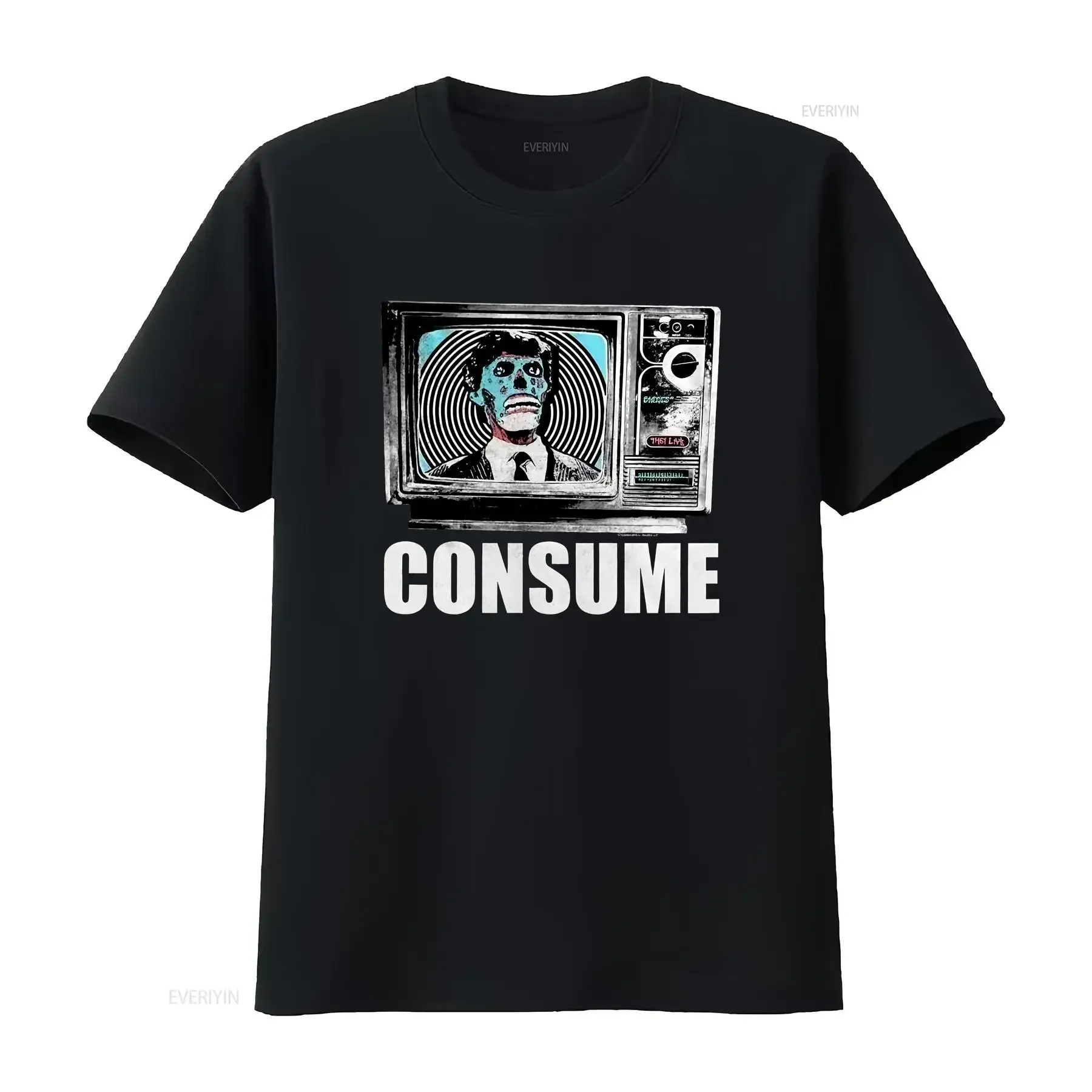 They Live Consume Movie T Shirt vintage Washed Soft Stylish fashion graphic Stretched streetwear Top For Everyday Wear