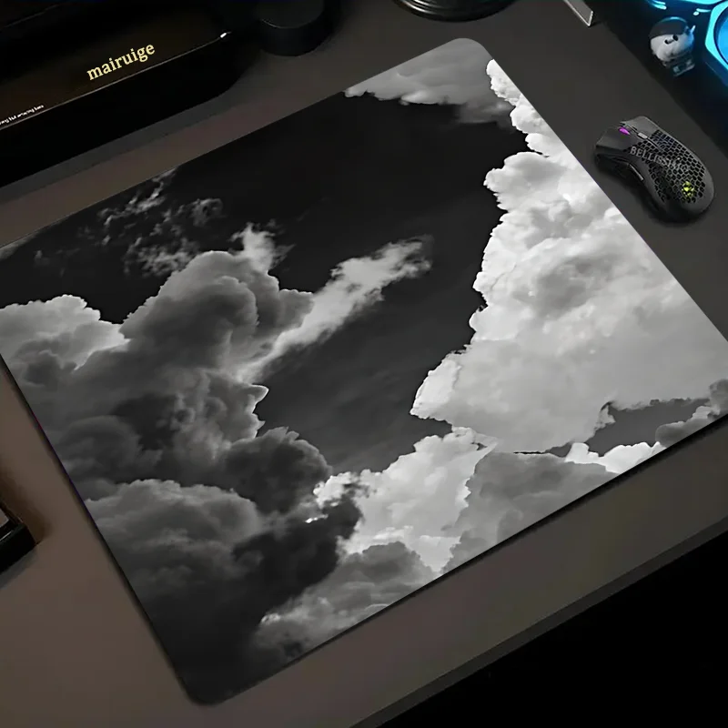 

Black white cloud office mouse pad desk mat laptop mat carpet Laptop game player PC computer table game accessories 400x900x4mm