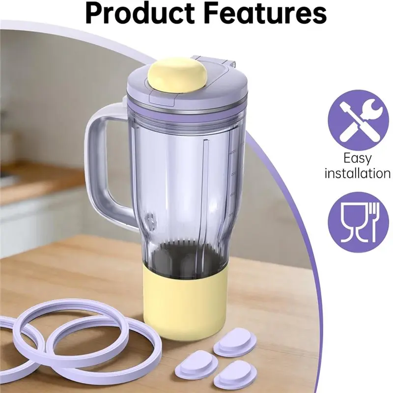 B97A-6PCS Silicone Seal & Stopper Set For Ninja Blendboss 26Oz Tumbler 3 Leak-Proof Gaskets & 3 Spill-Proof Stoppers